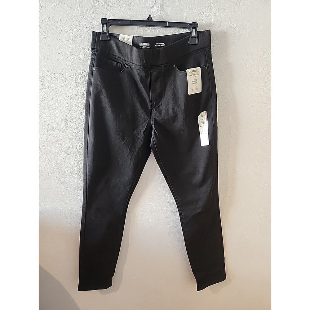 Levi’s Signature Women’s Size 8 Black Pull On Skinny Jeans Stretch Denim NWT